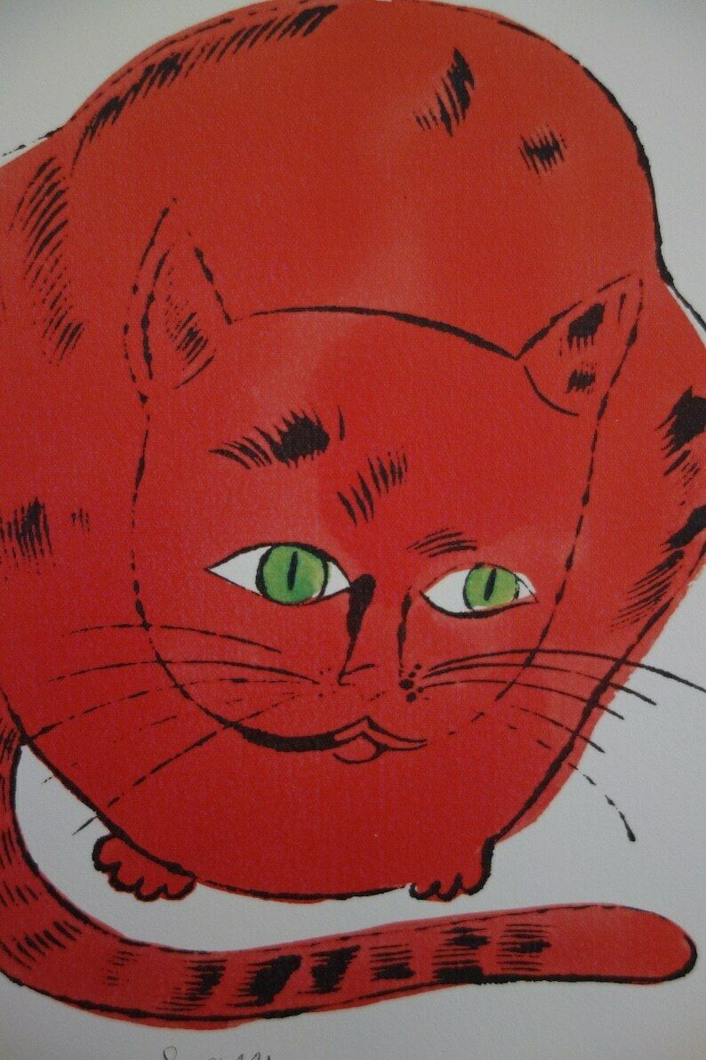 Fine Pop Art Limited Edition Print   Illustration   Cat, Andy Warhol, Signed, Numbered & Stamped With Estate Stamp photo for sale