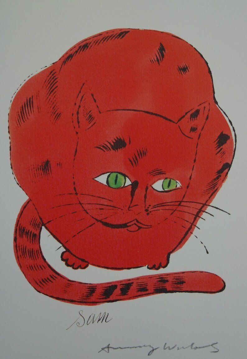 Fine Pop Art Limited Edition Print   Illustration   Cat, Andy Warhol, Signed, Numbered & Stamped With Estate Stamp photo vinterior