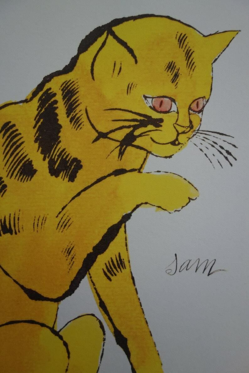 Fine Pop Art Limited Edition Print   Illustration   Cat, Andy Warhol, Signed, Numbered & Stamped With Estate Stamp photo for sale