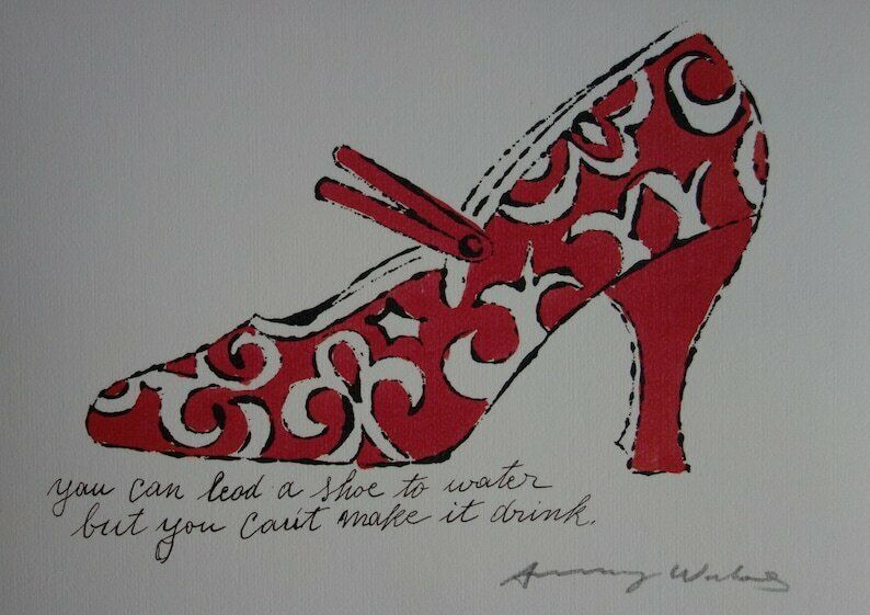 Fine Pop Art Illustration Print   Shoe, Andy Warhol, Signed & Stamped With Estate Stamp