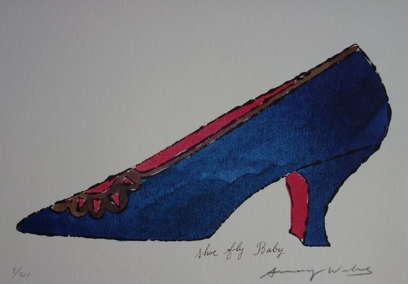 Fine Pop Art Limited Edition Illustration Print   Shoe, Andy Warhol, Signed & Stamped With Estate Stamp