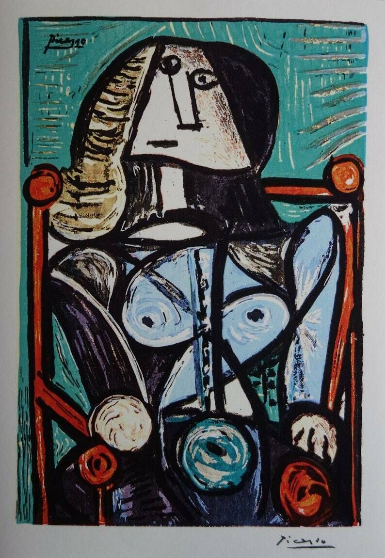 Fine Cubist Limited Edition Print   Femme, Pablo Picasso, Signed & Stamped