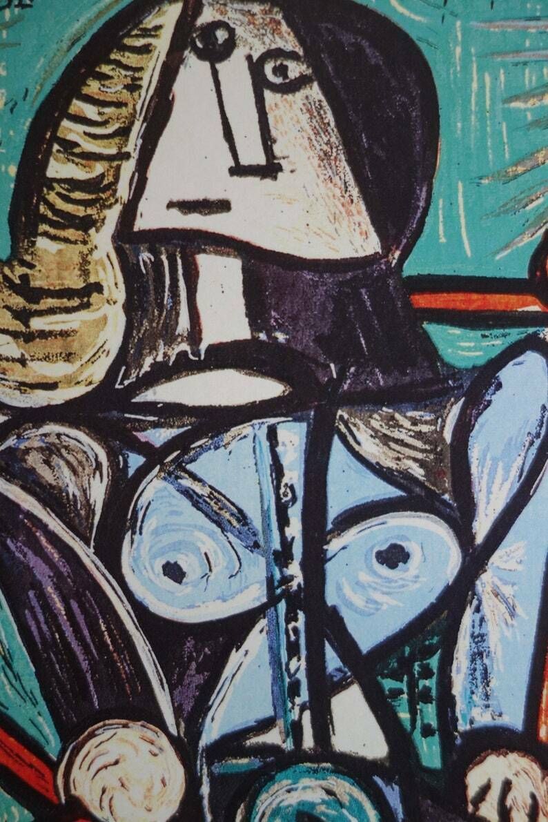 Fine Cubist Limited Edition Print   Femme, Pablo Picasso, Signed & Stamped photo furniture