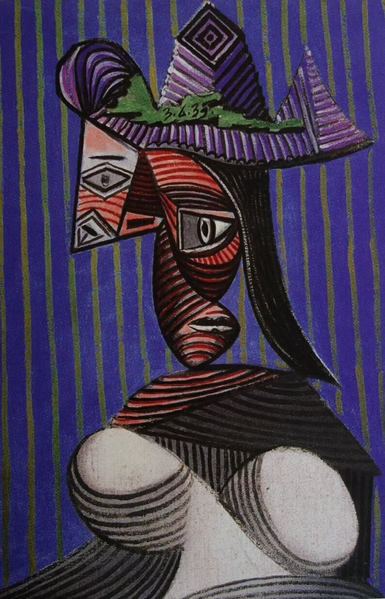 Fine Cubist Limited Edition Print   Femme, Pablo Picasso, Signed & Stamped photo furniture