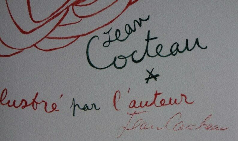 Rare Beautiful Limited Illustration Print   Portrait, Jean Cocteau, Signed, Numbered & Stamped photo Art