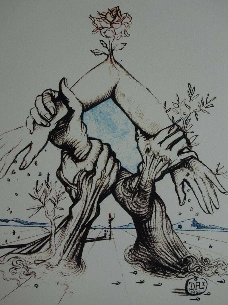 Fine Surrealist Limited Edition Print, Hands, Salvador Dali, Signed & Numbered In Pencil photo furniture