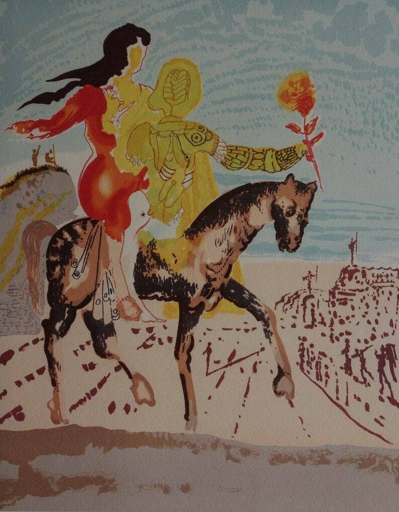 Fine Surrealist Limited Edition Print, Horse Rider, Salvador Dali, Signed & Numbered In Pencil photo furniture