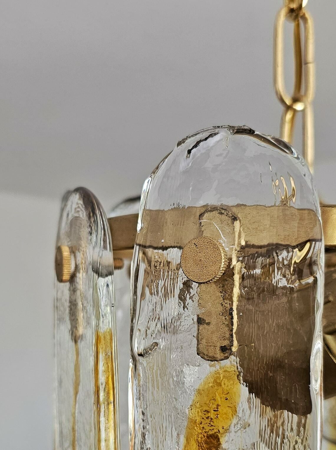 Very Rare Mid Century Modern Amber Glass Chandelier Shaped As Flower By Toni Zuccheri For Av Mazzega // Made In Italy In 1960s photo vintage