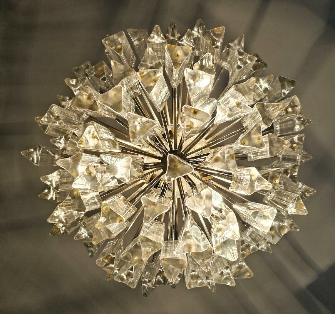 Glamorous Mid Century Modern Triedri Crystal Chandelier By Paolo Venini // Made In Italy In 1950s photo 1950.0