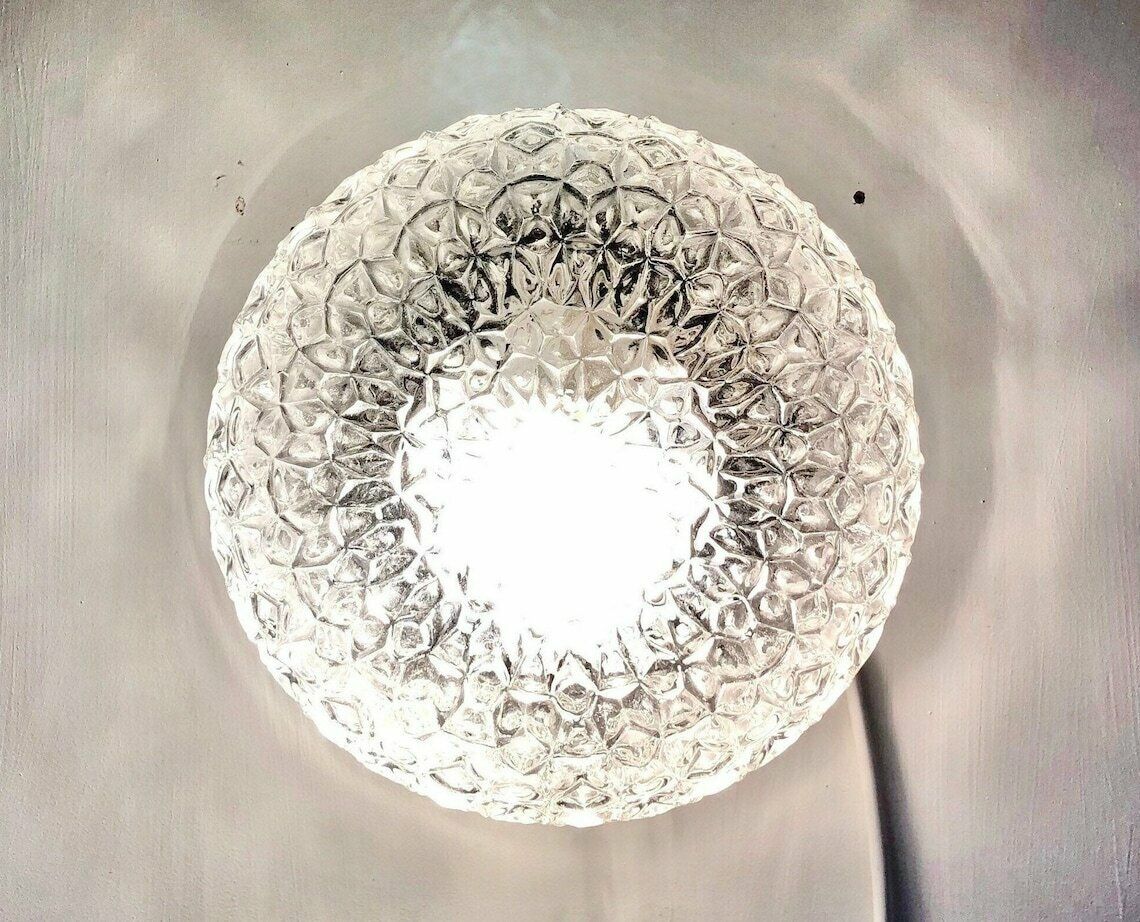 Vintage German Glass Wall Or Ceiling Lamp In Organic Pattern   Design From Rudolf Zimmermann Bamberg