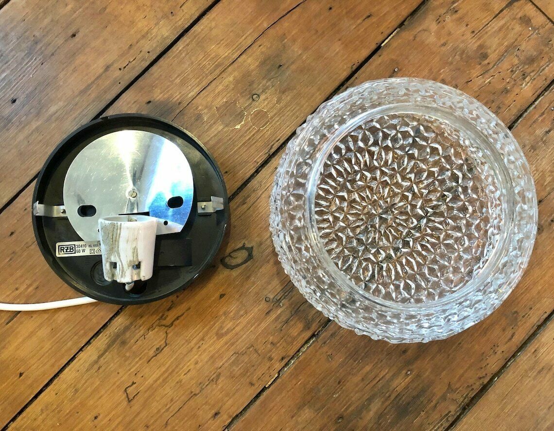 Vintage German Glass Wall Or Ceiling Lamp In Organic Pattern   Design From Rudolf Zimmermann Bamberg photo buy