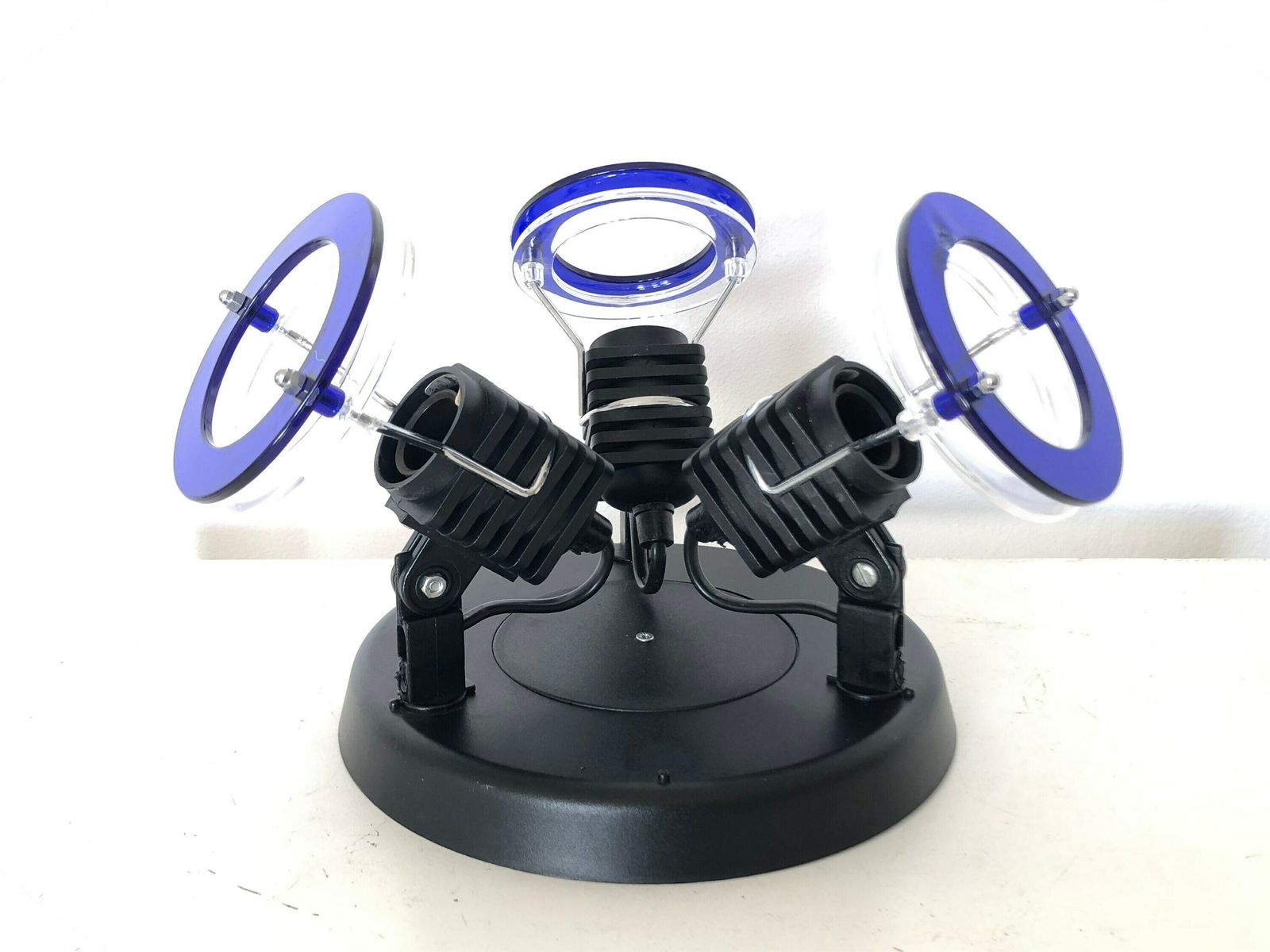 Cool Space Age Style Vintage Ceiling Or Wall Spot Lamp In Black Plastic With Acrylic Blue And Transparent Shades photo vintage
