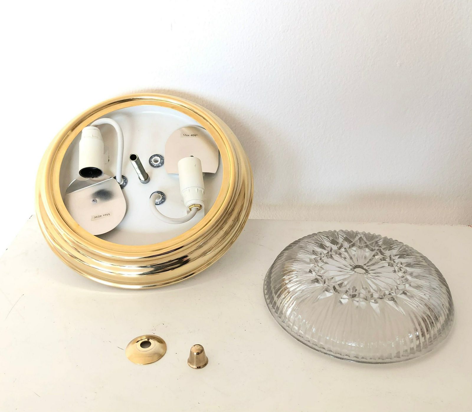 Mid Century Modern Swedish Design Ceiling Or Wall Lamp In Brass And Glass   Design From Raf photo vinterior