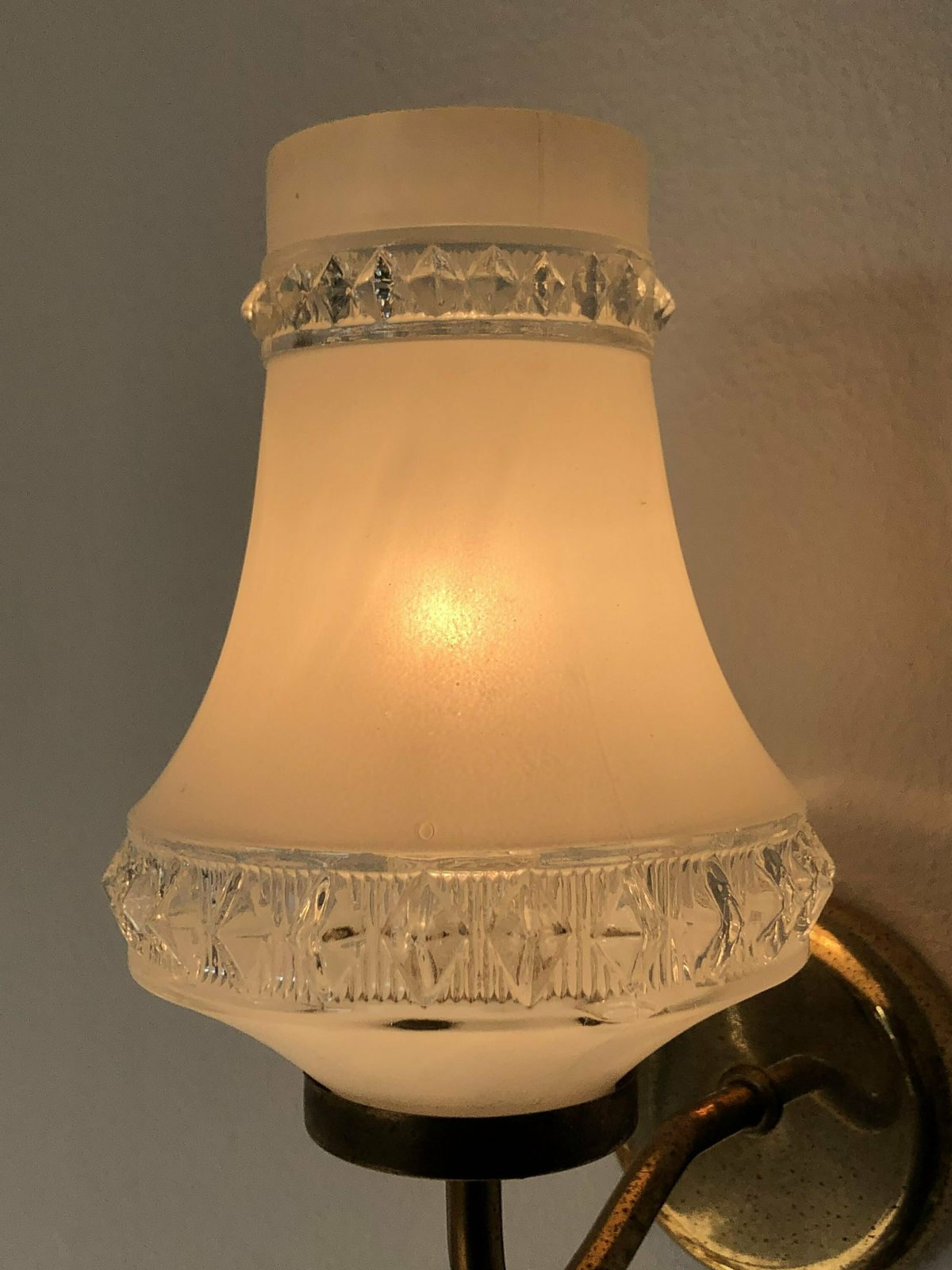 Pair Of Danish Mid Century Design Vintage Wall Lamps With Stunning Glass Shades And Brass Wall Mounts photo Lighting