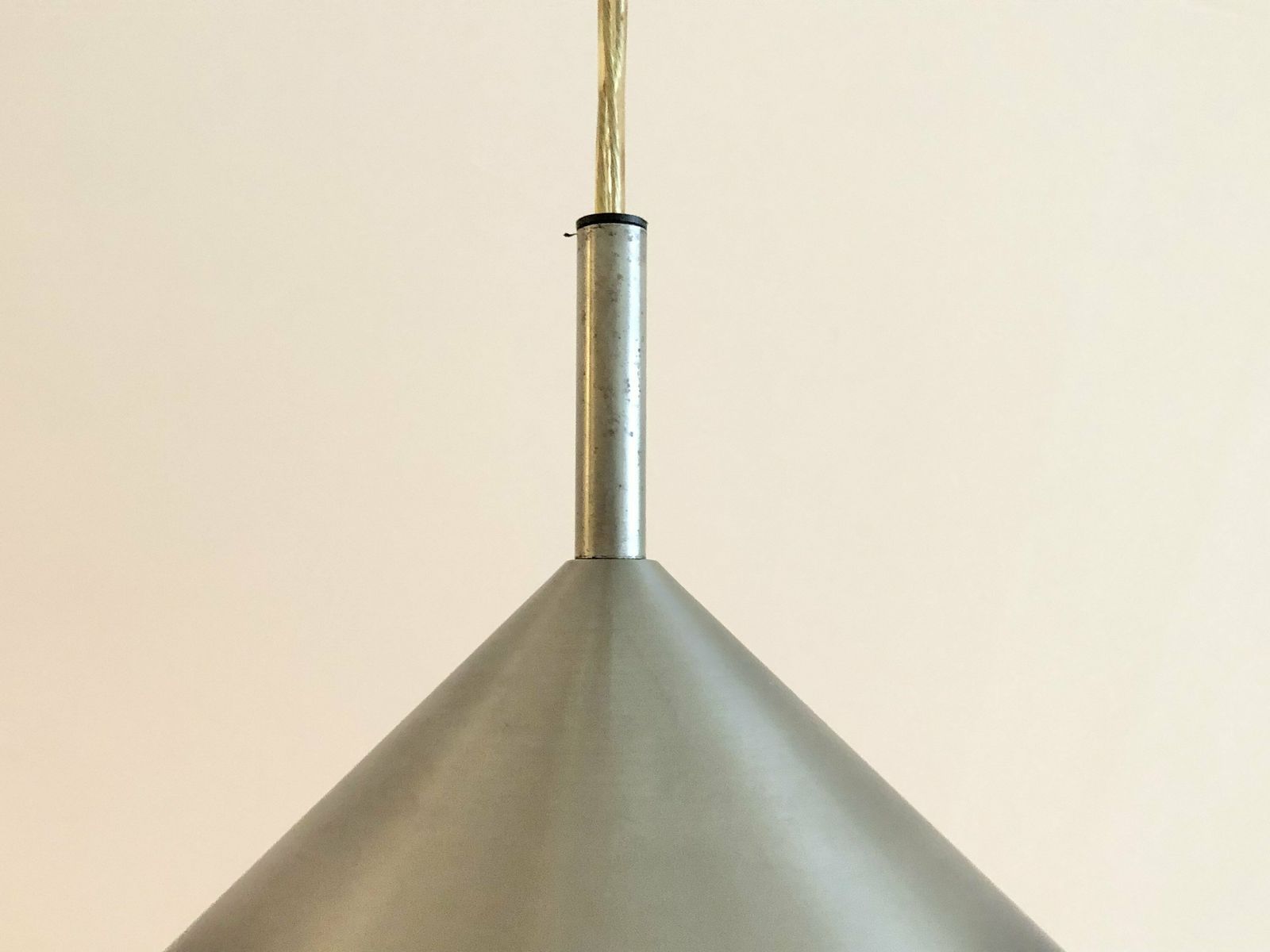 Danish Minimalist El Light Design Vintage Postmodern Matte Steel Ceiling Lamp In Cool Cone Shape With Steel Tubular Top photo Lighting