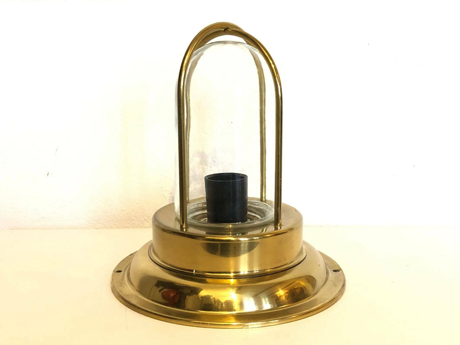 Danish Mid Century Modern Glass And Brass Wall Or Table Lamp   Design From Abo, Randers photo vinterior