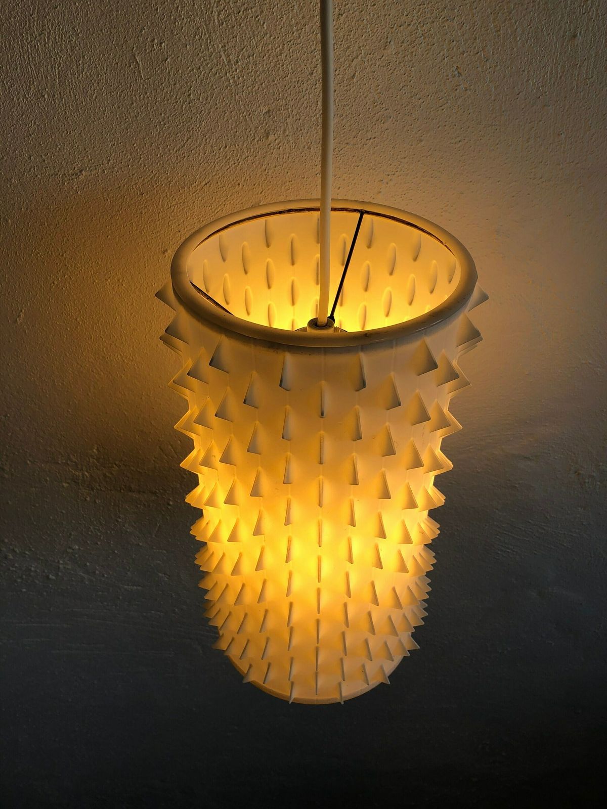 Rare Modernist Danish “Contour 602” Ceiling Lamp In Plastic With Spike Pattern   Design By Lars Schiøler For Høyrup Lighting In 1959 photo furniture