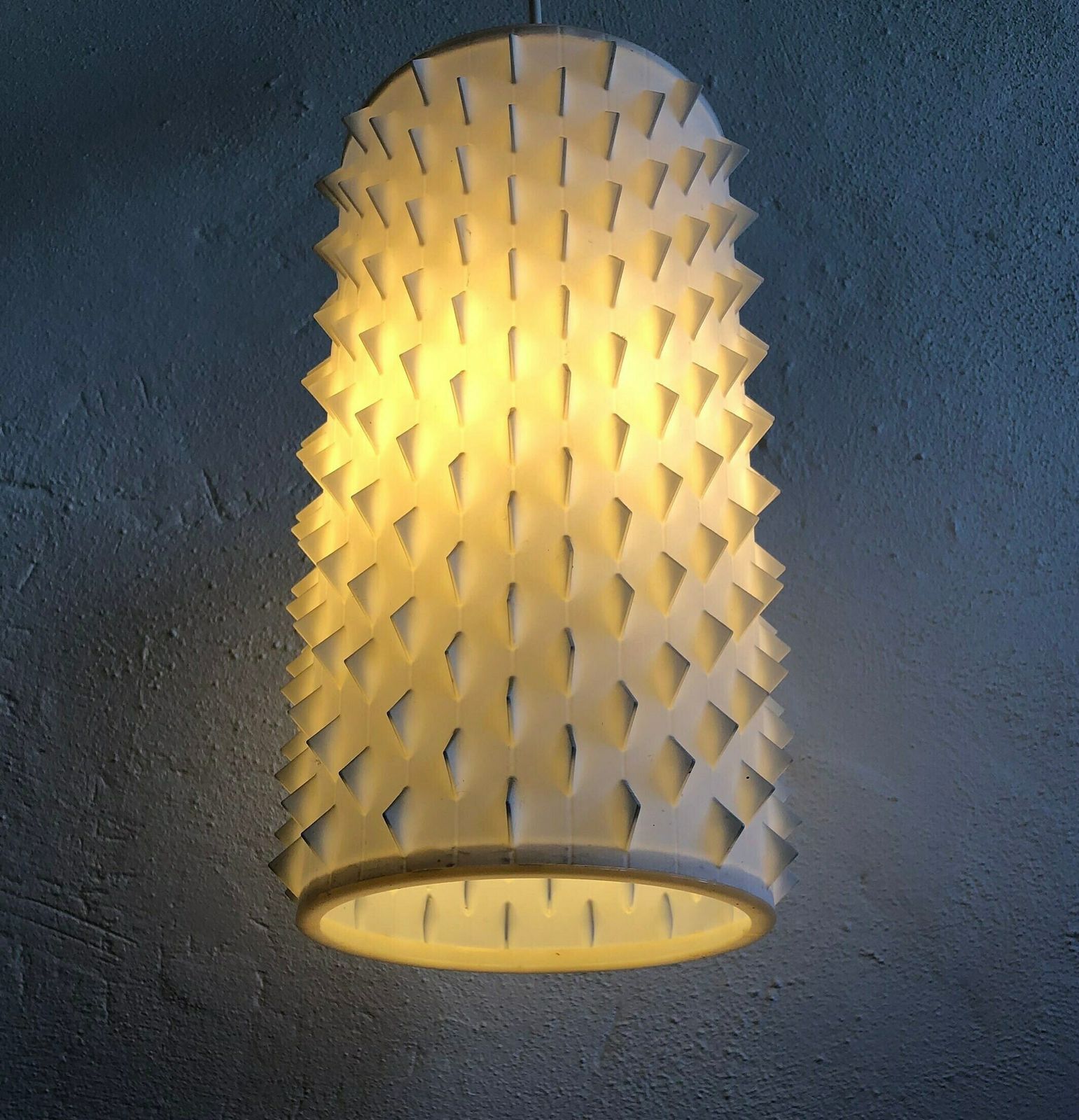 Rare Modernist Danish “Contour 602” Ceiling Lamp In Plastic With Spike Pattern   Design By Lars Schiøler For Høyrup Lighting In 1959 photo for sale