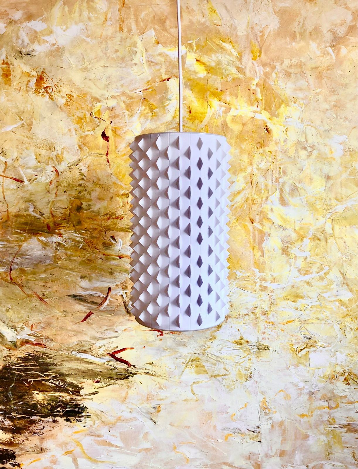 Rare Modernist Danish “Contour 602” Ceiling Lamp In Plastic With Spike Pattern   Design By Lars Schiøler For Høyrup Lighting In 1959 photo vinterior