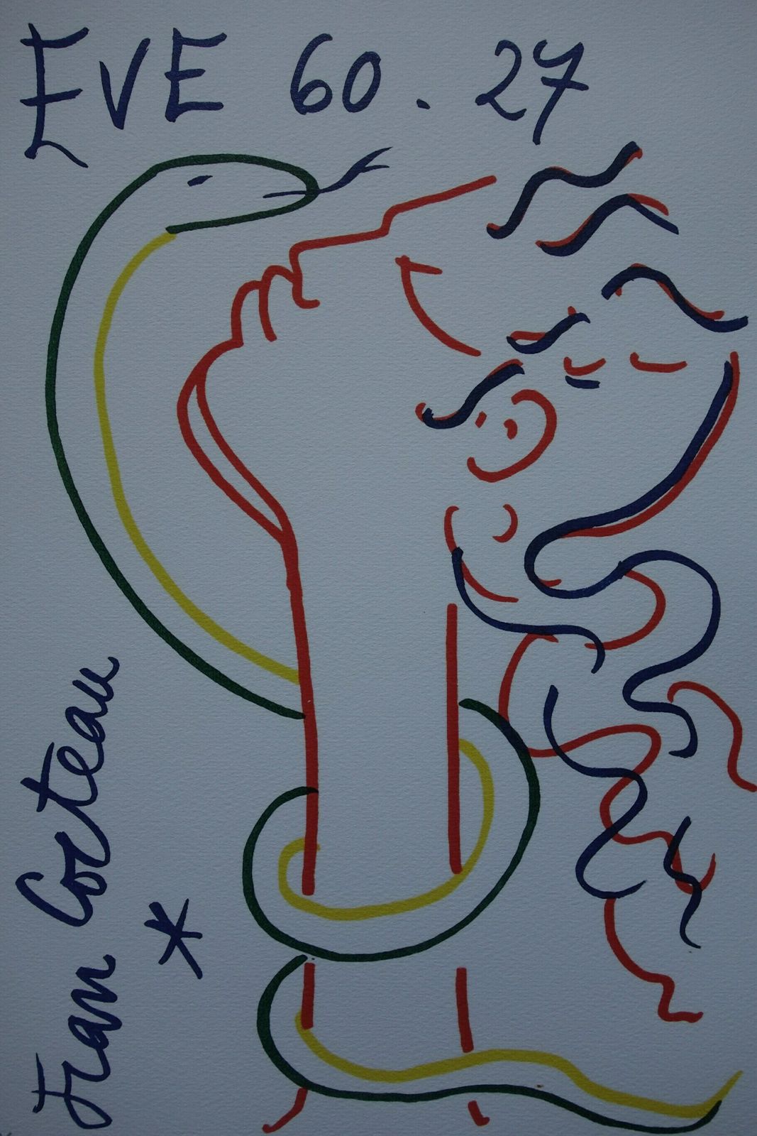 Rare Beautiful Limited Illustration Print   Portrait, Jean Cocteau, Signed, Numbered & Stamped photo furniture