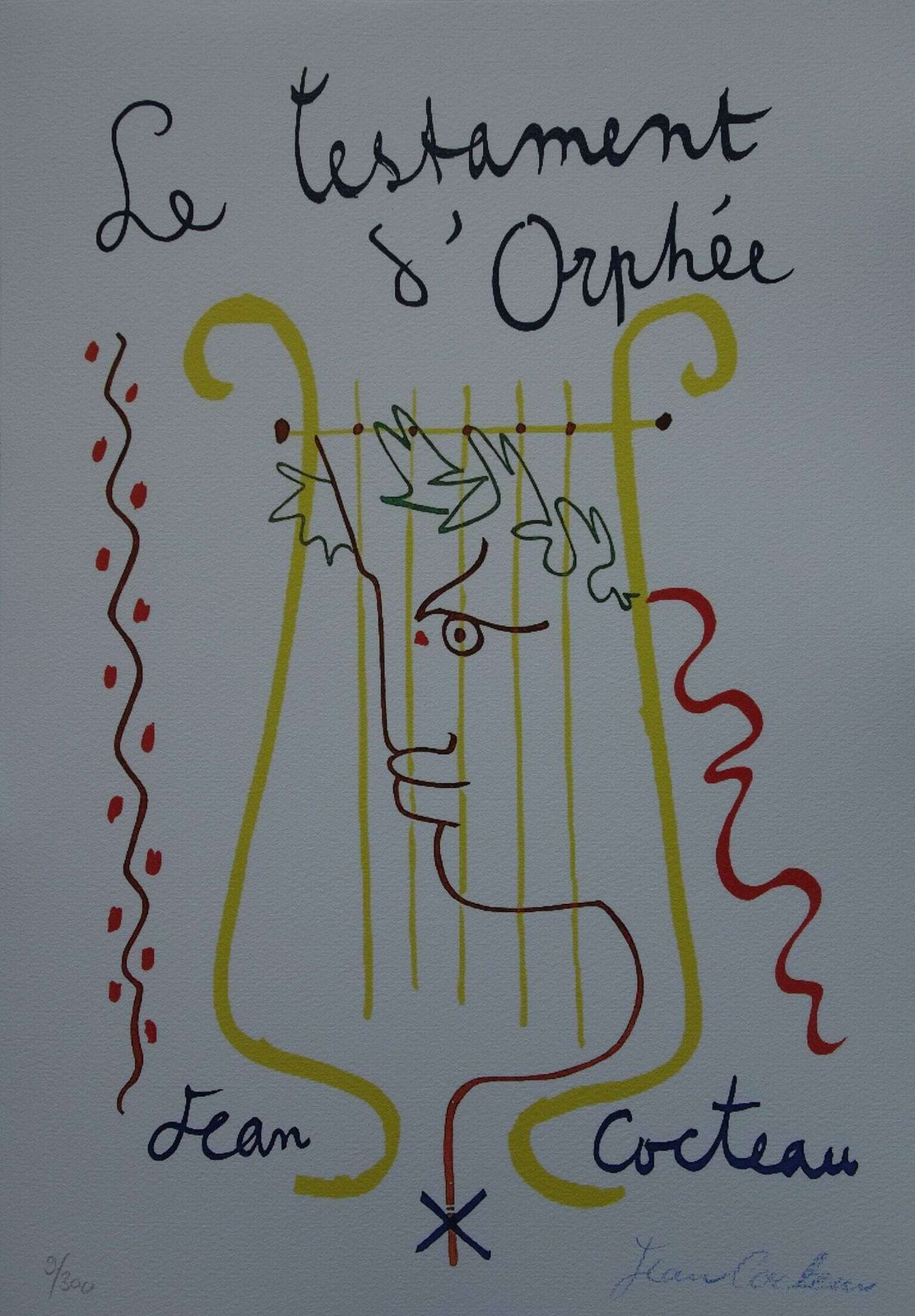 Rare Beautiful Limited Illustration Print   Portrait, Jean Cocteau, Signed, Numbered & Stamped