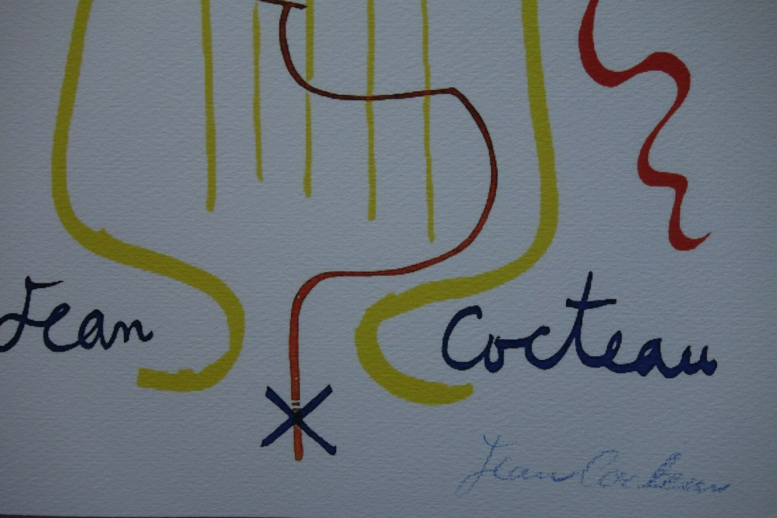 Rare Beautiful Limited Illustration Print   Portrait, Jean Cocteau, Signed, Numbered & Stamped photo Art