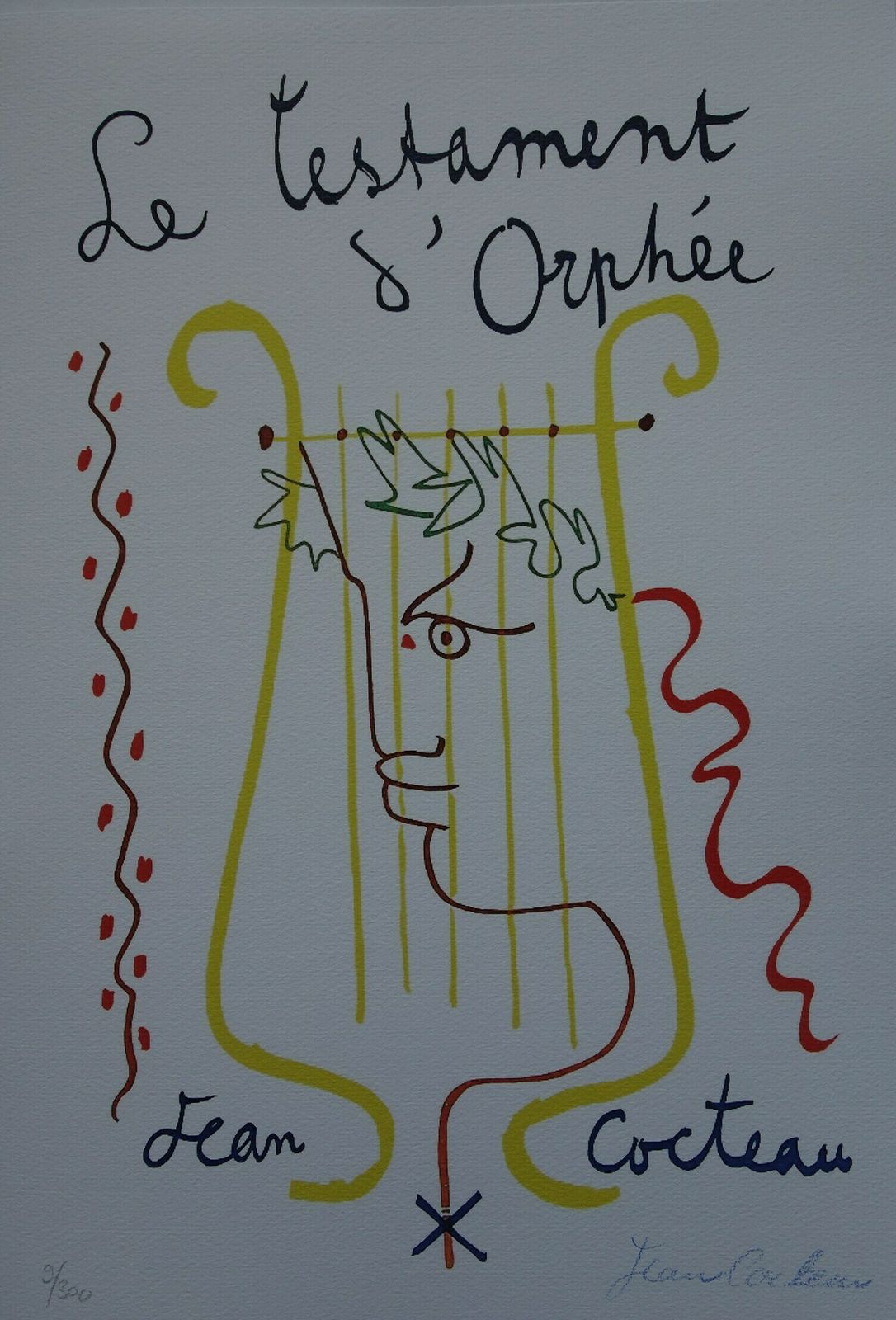 photo for sale Rare Beautiful Limited Illustration Print   Portrait, Jean Cocteau, Signed, Numbered & Stamped