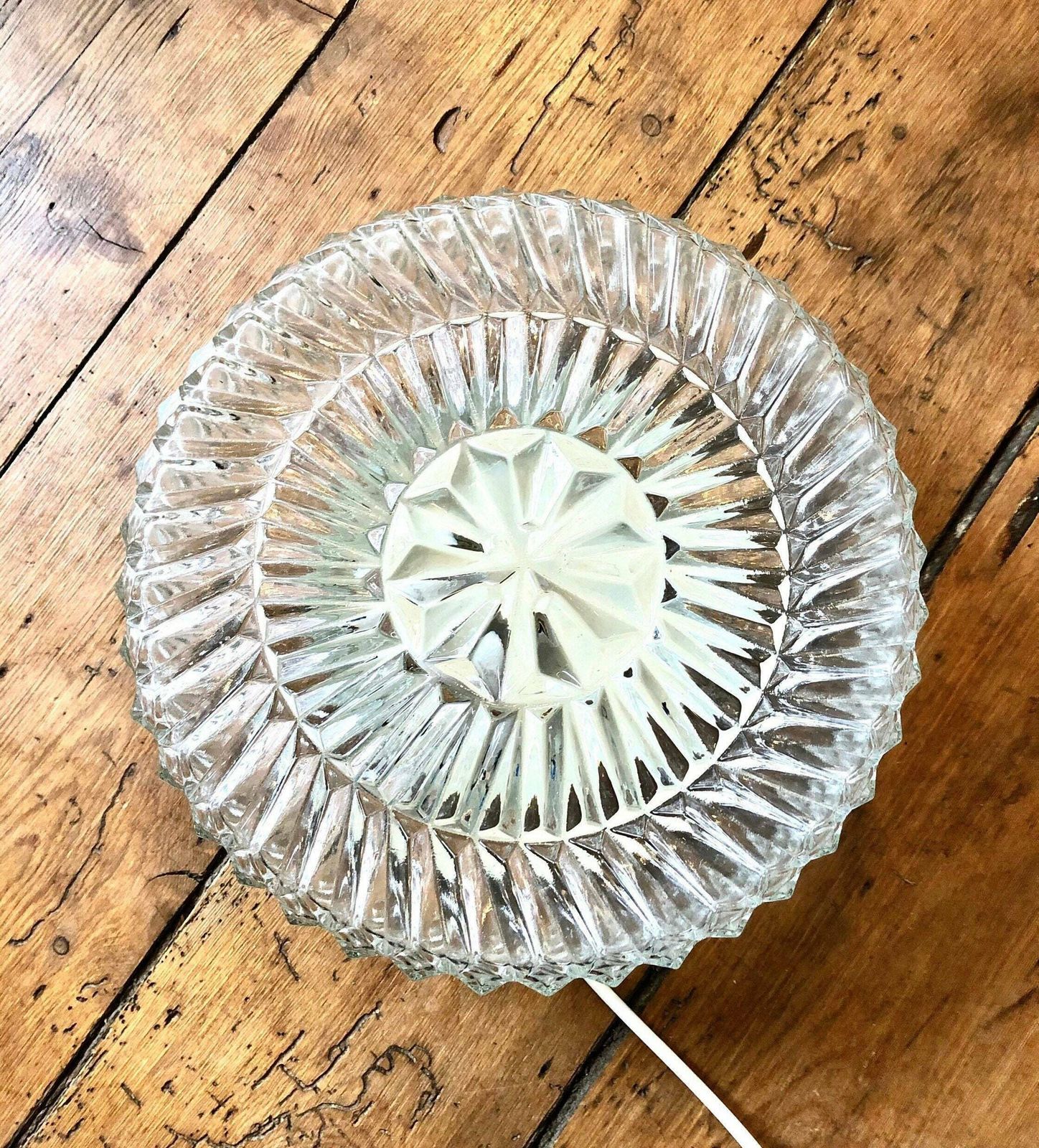 Vintage Danish Glass Wall Or Ceiling Lamp With An Organic Symmetrical Round Pattern   Design From E.S. Horn photo vinterior