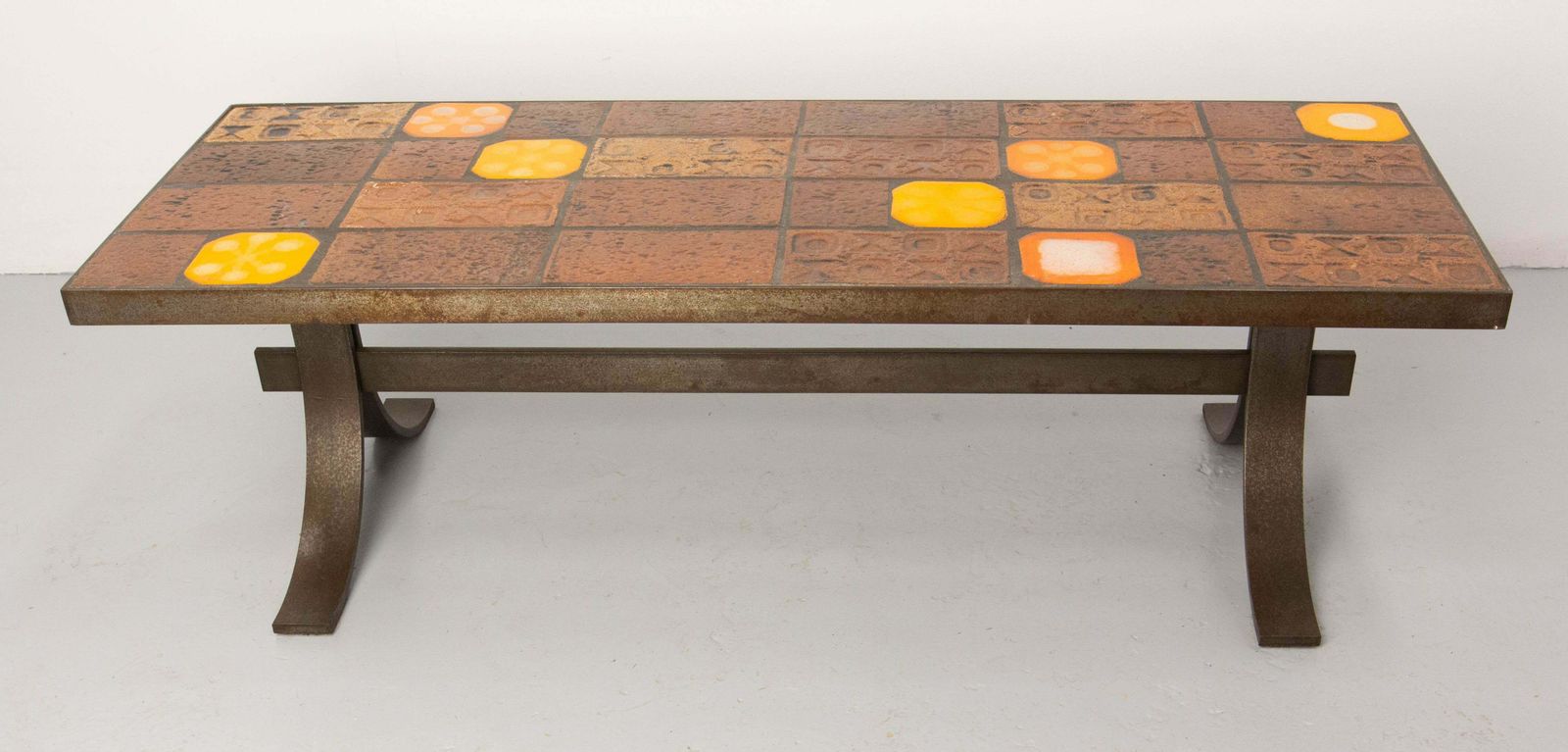 French Coffee Table With Glazed Ceramics In The St Of Roger Capron, Circa 1960 photo vinterior