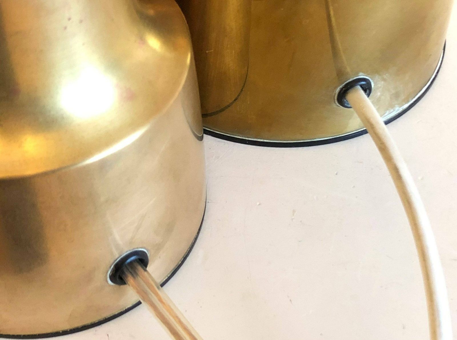 Exclusive Set Of Cohr Design Mid Century Modern Sculptural Brass Table Lamps With Elegant Expression photo vintage