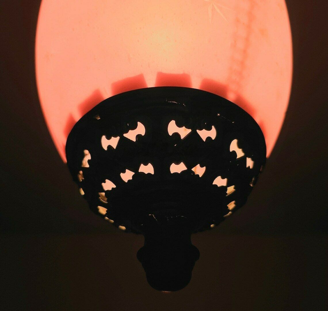 photo for sale Antique Pink Glass And Brass Lantern // Made In Austria Cca. 1850s