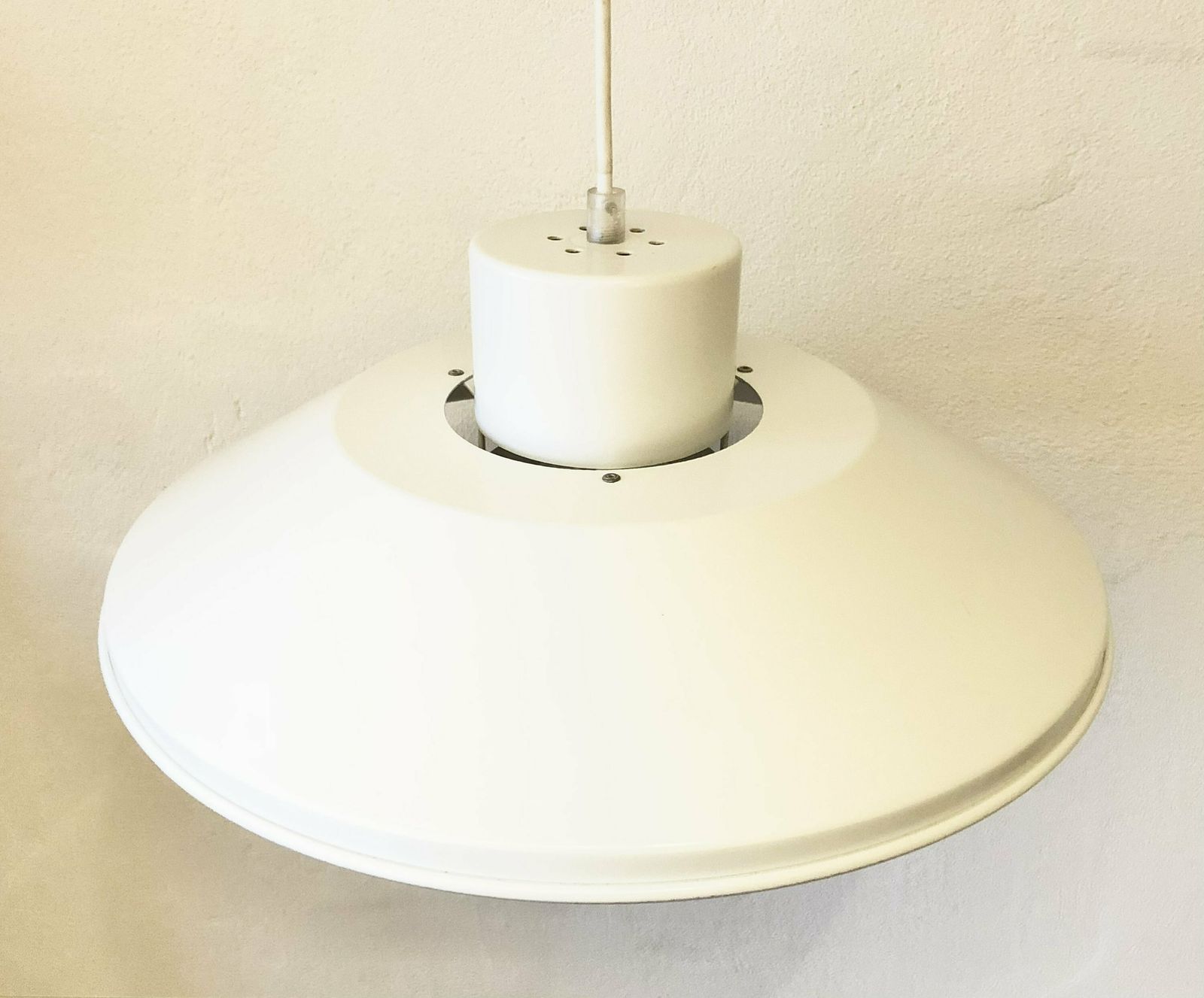 Danish Minimalist Mid Century Ceiling Lamp In White Metal With Elegant Details   Design From Vitrika photo buy
