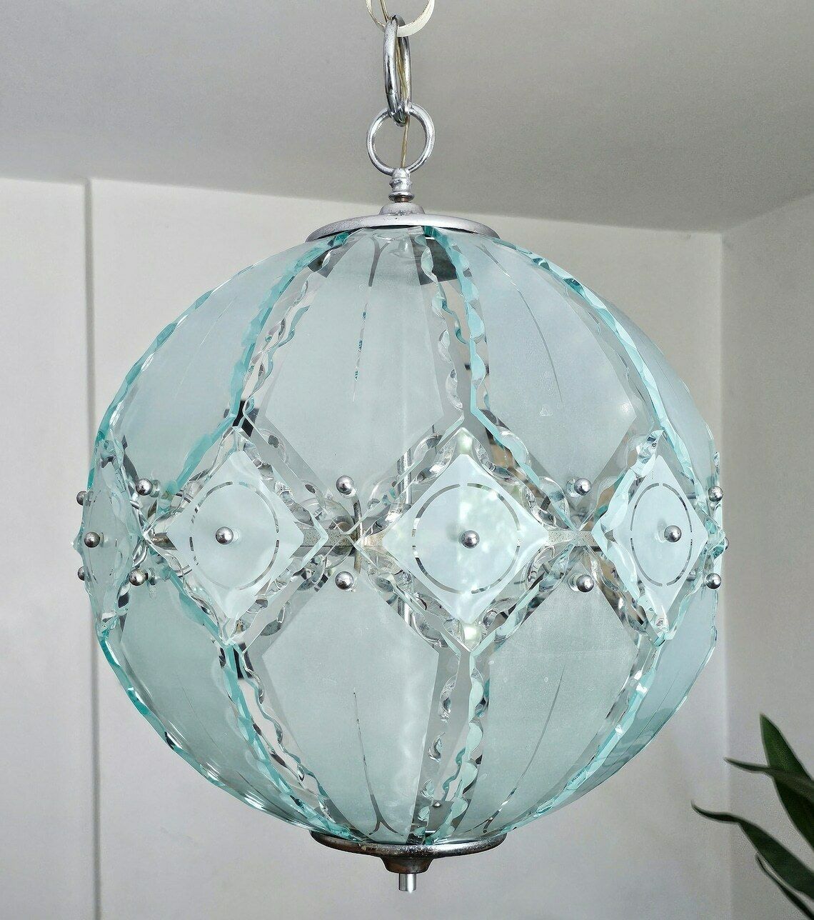 Extra Large Mid Century Modern Glass Globe Pendant By Zero Quattro And Fontana Arte // Made In Italy In 1970s photo buy