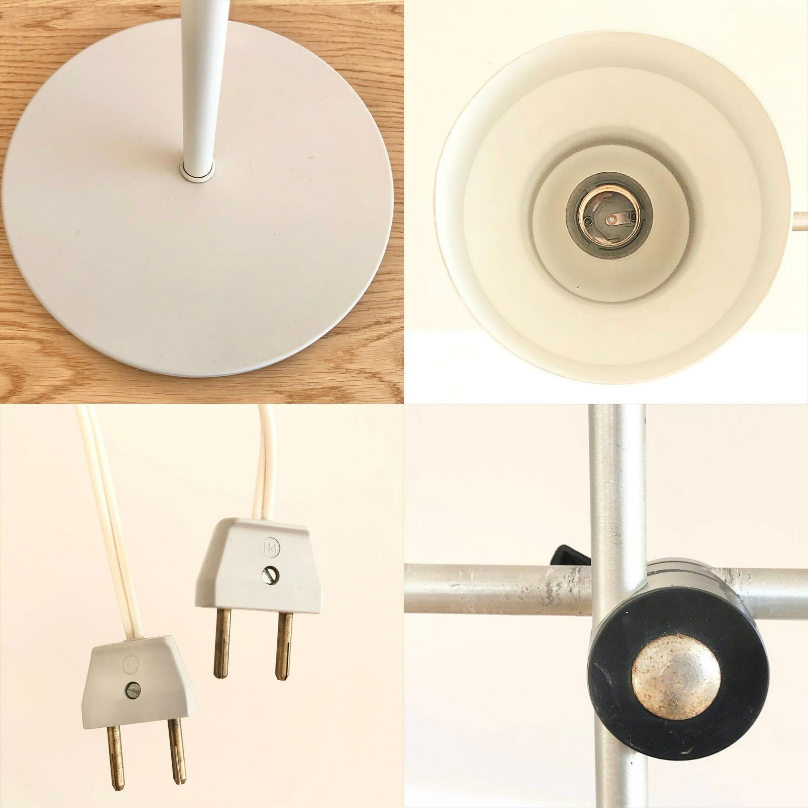 Danish Mid Century Minimalist Design Floor Lamp In White Painted Metal With Adjustable Twin Shades Snd Aluminium Details photo buy