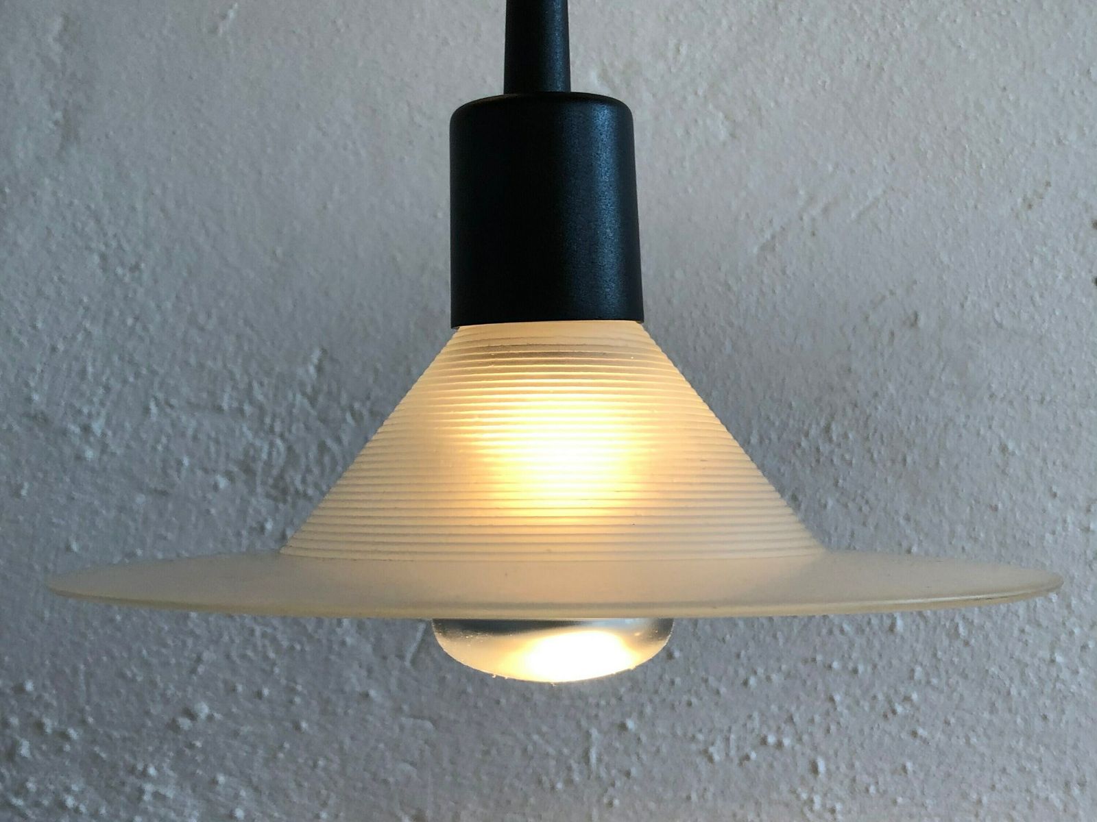 Pair Of Danish Postmodern Minimalist Ceiling Lamps In Frosted Glass With Grooved Pattern   Design From Odreco photo 197.0