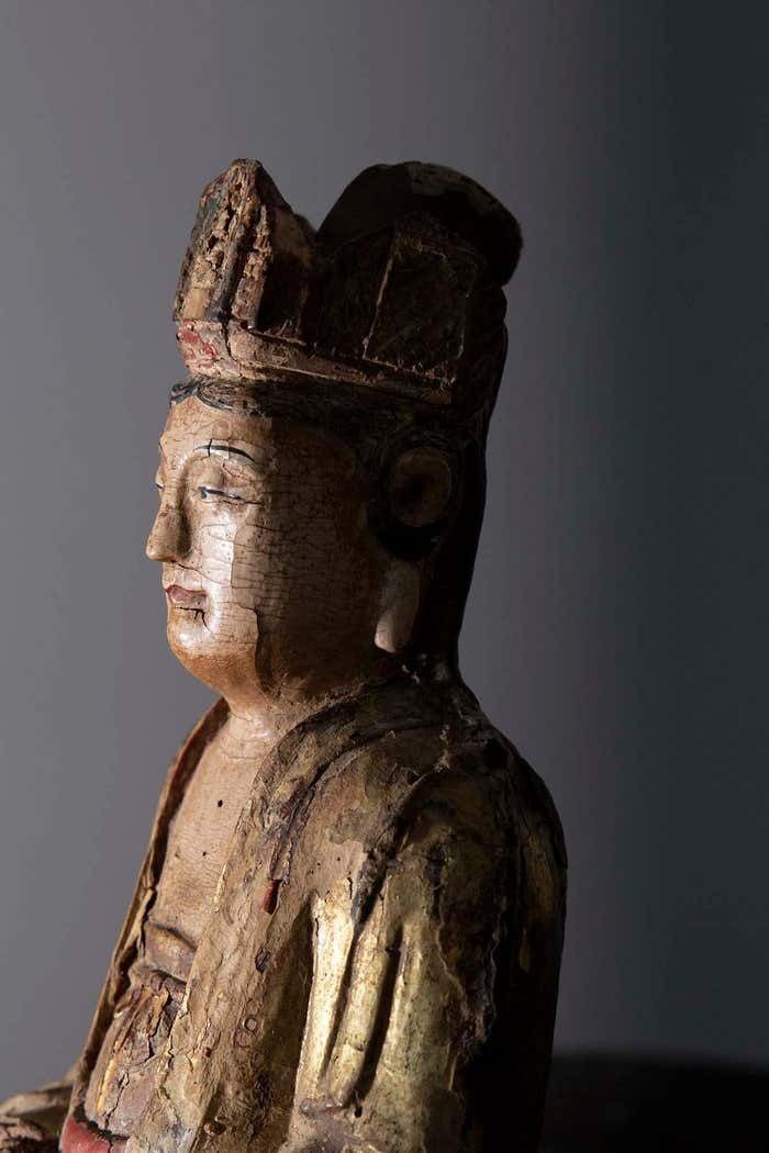 photo furniture Polychrome Wooden Statue Depicting Guanyin Bodhisattva  Ming  16th Century
