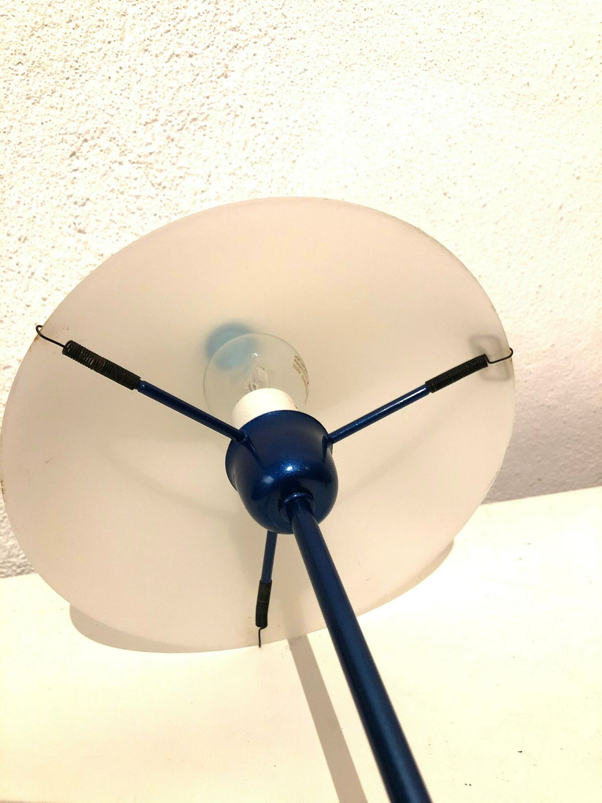Vintage Italian Postmodern Table Lamp With Marble Base And White And Blue Glass Shade   Design From Victoria photo Lighting