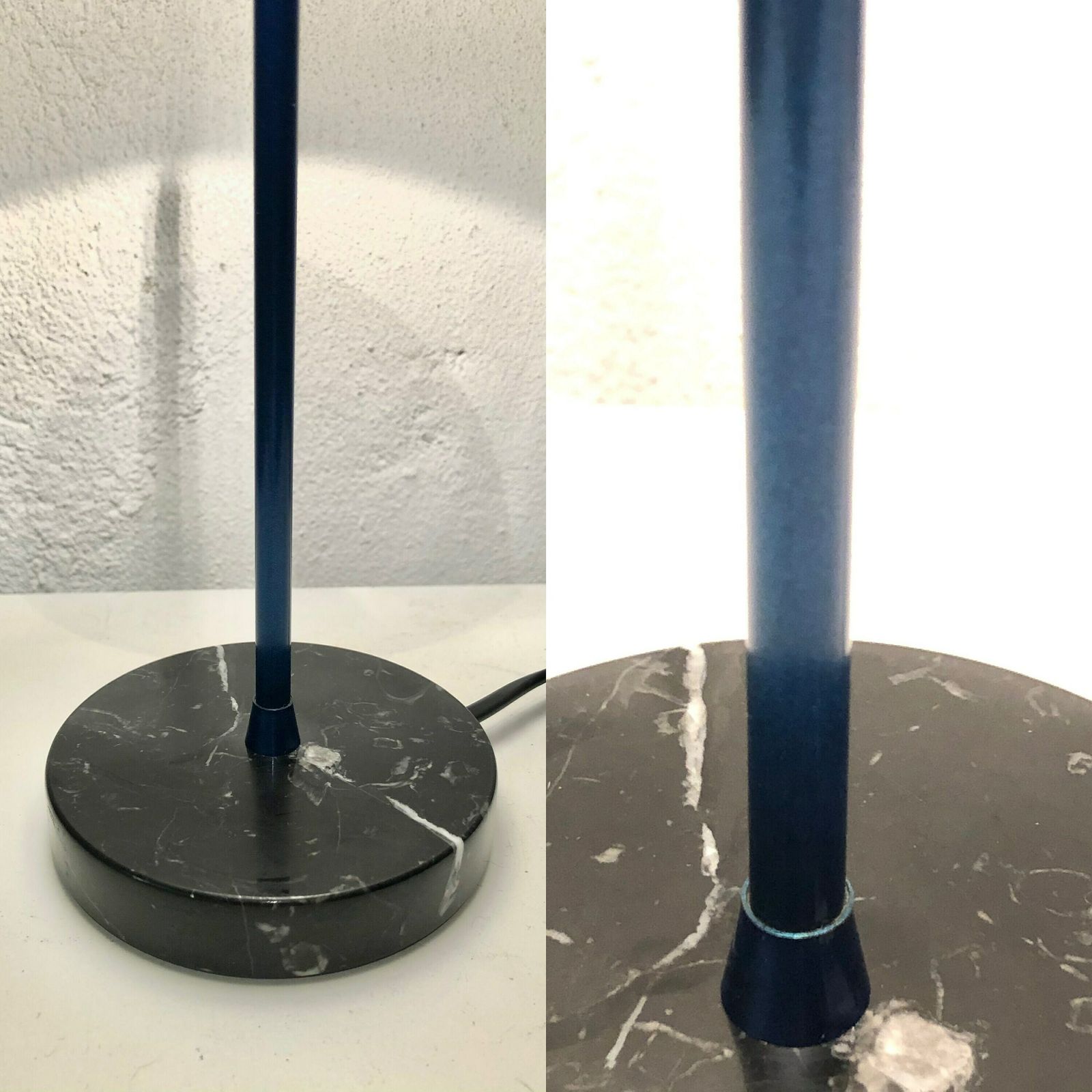 Vintage Italian Postmodern Table Lamp With Marble Base And White And Blue Glass Shade   Design From Victoria photo buy