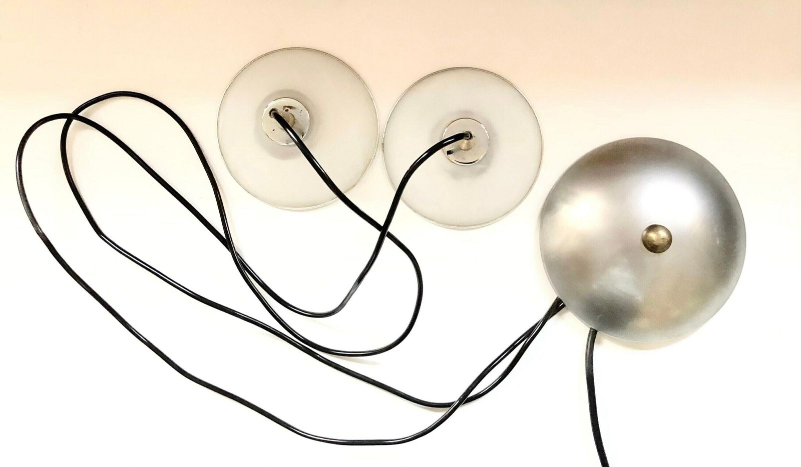 Pair Of Danish Postmodern Marbled Glass And Metal Ceiling Lamps   Design From Nordlux photo vintage