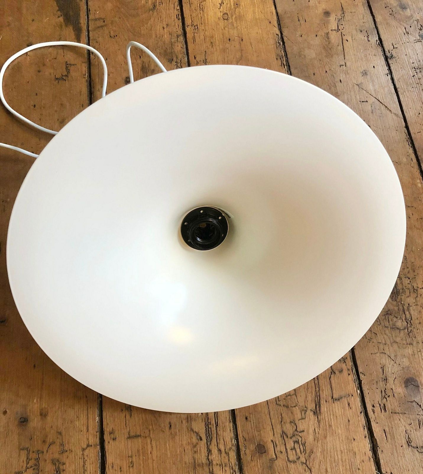 Danish Postmodern White Trumpet "Verona" Ceiling Lamp In Metal   Design By Ad Van Berlo For Knud Christensen Electric In The 1980s photo buy