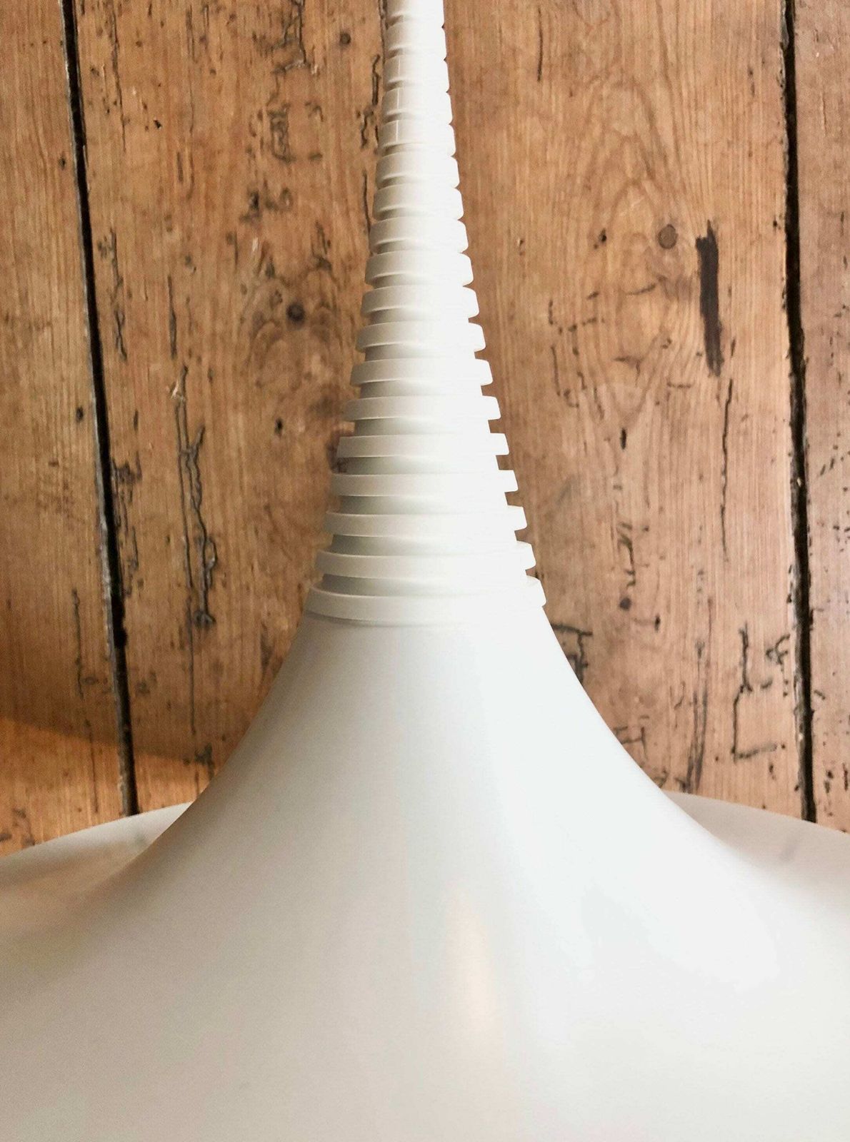 photo furniture Danish Postmodern White Trumpet "Verona" Ceiling Lamp In Metal   Design By Ad Van Berlo For Knud Christensen Electric In The 1980s
