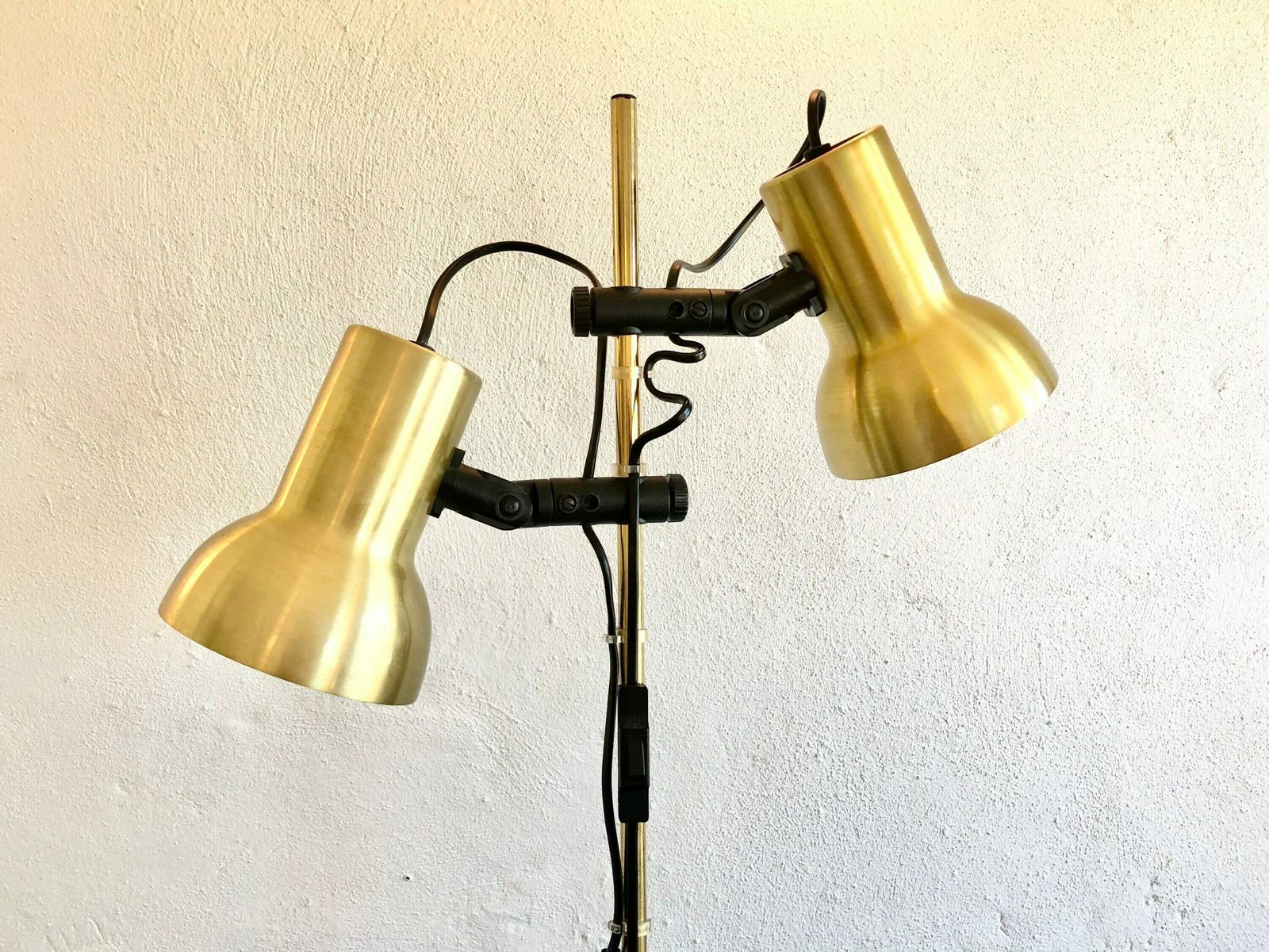 Danish Mid Century Floor Lamp In Gold Painted Metal   Design From E.S. Horn