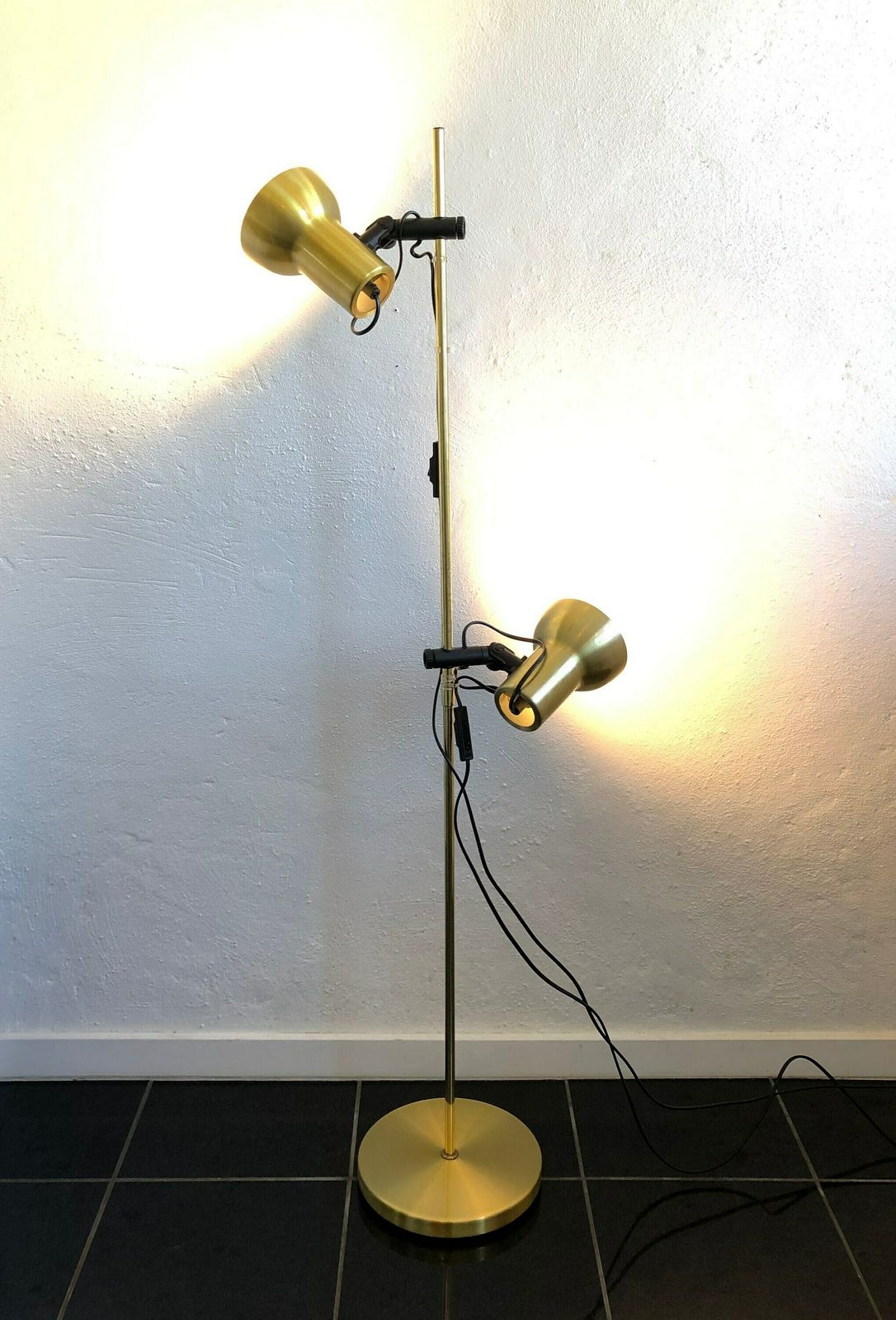 Danish Mid Century Floor Lamp In Gold Painted Metal   Design From E.S. Horn photo vinterior