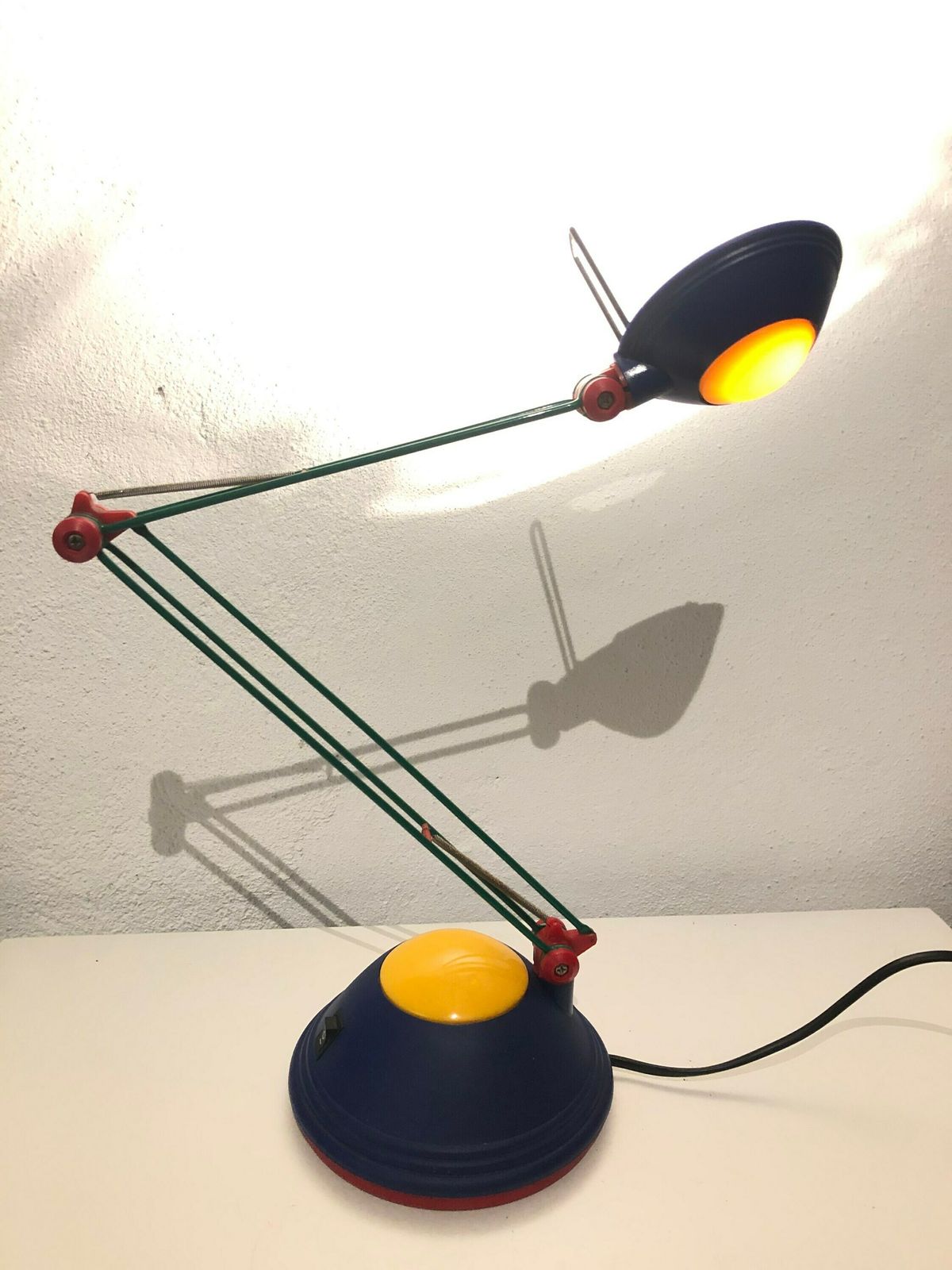 Vintage Memphis Style Design Table Lamp In Red, Yellow, Green And Blue photo Lighting