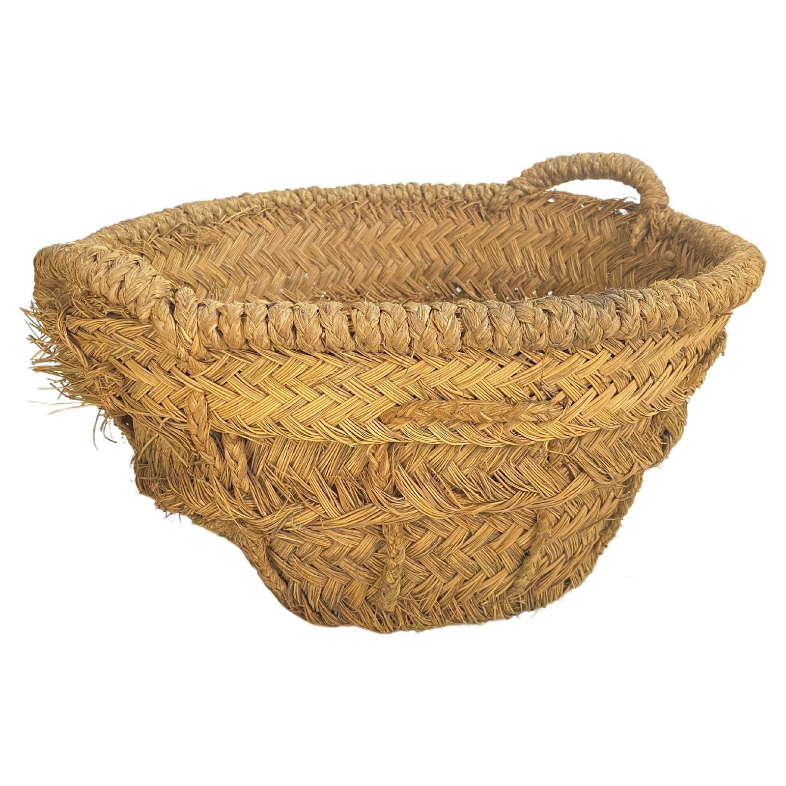 Basket In Rattan Rond Form Italy, Brown Color 1970
