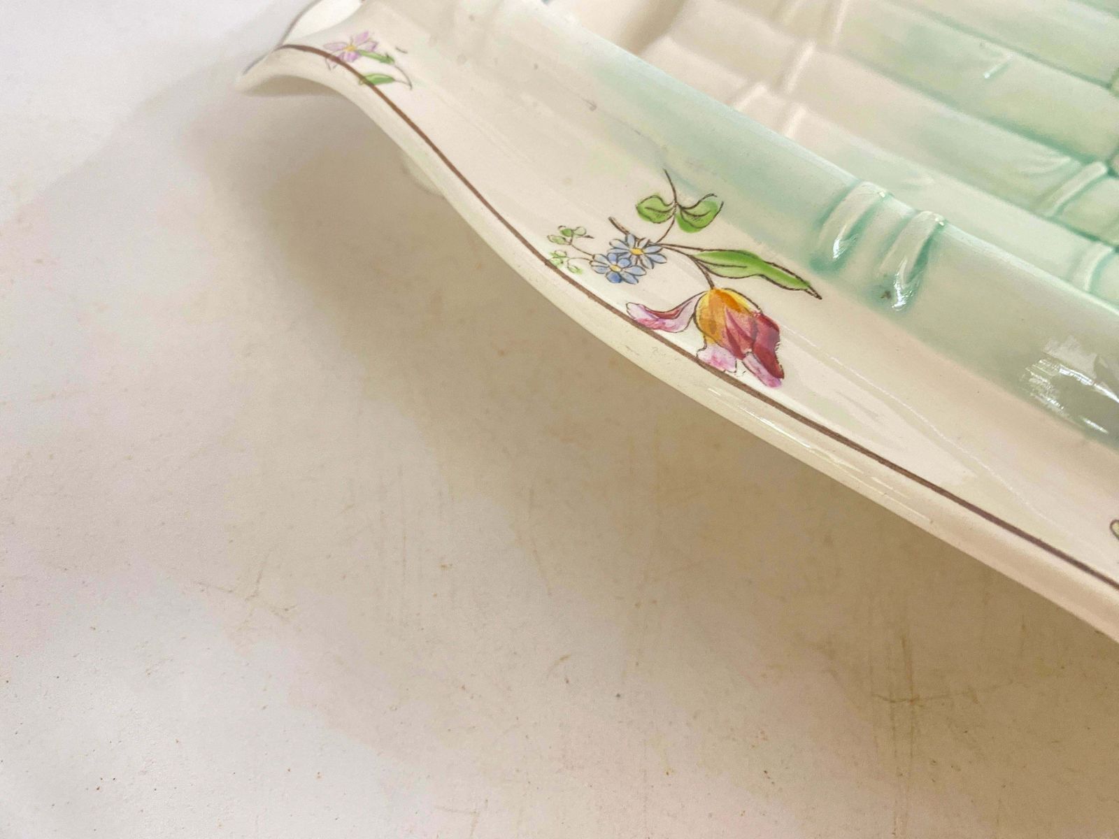 photo furniture Majolica Asparagus Server Longchamps Circa 1930