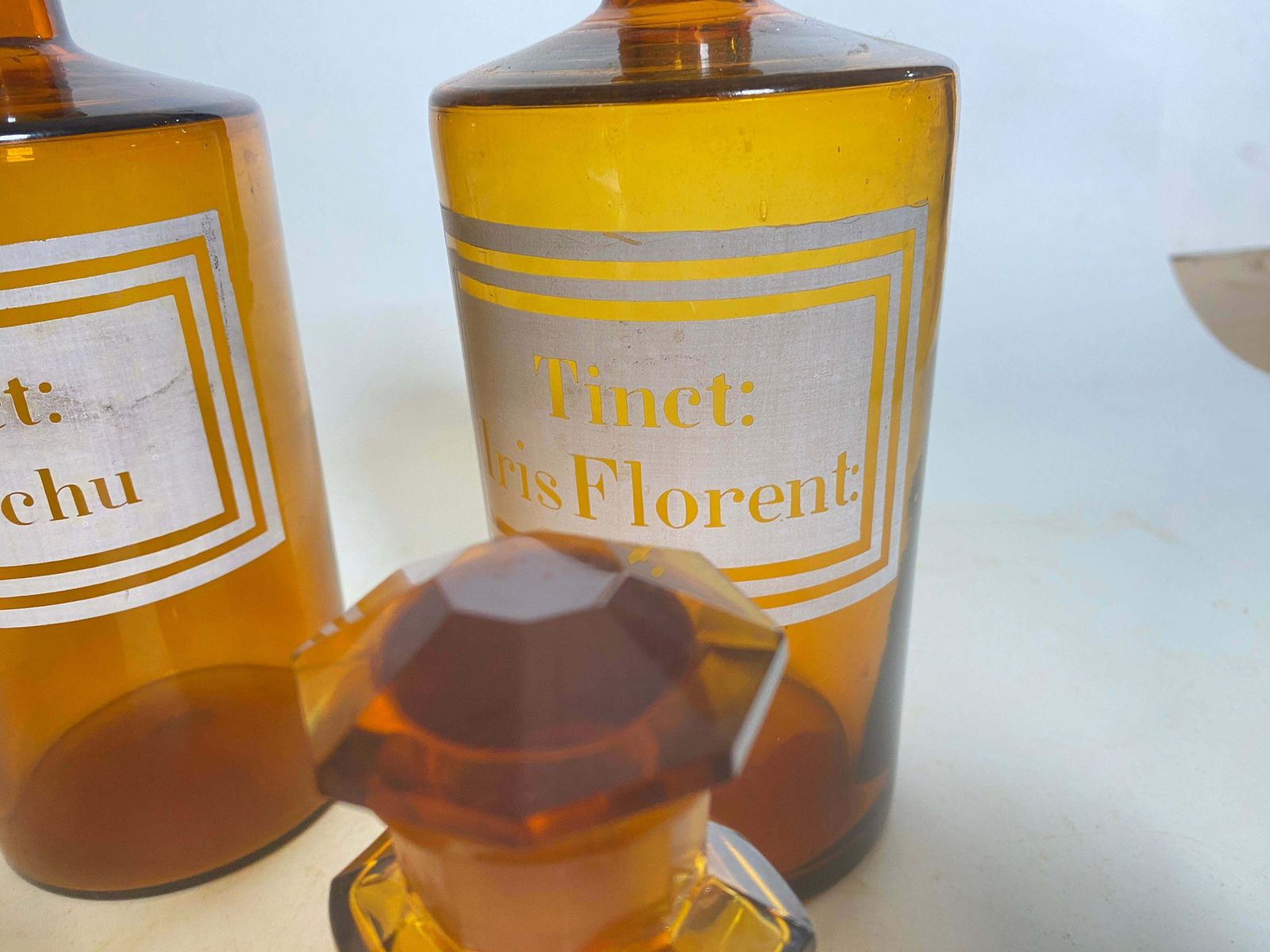French Cobalt Orange Pharmacy Bottles Set Of 4 Circa 20th Century photo vinterior