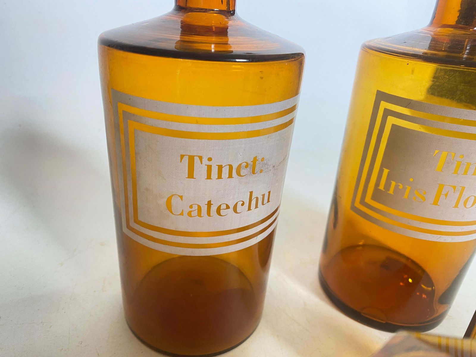 French Cobalt Orange Pharmacy Bottles Set Of 4 Circa 20th Century photo vintage