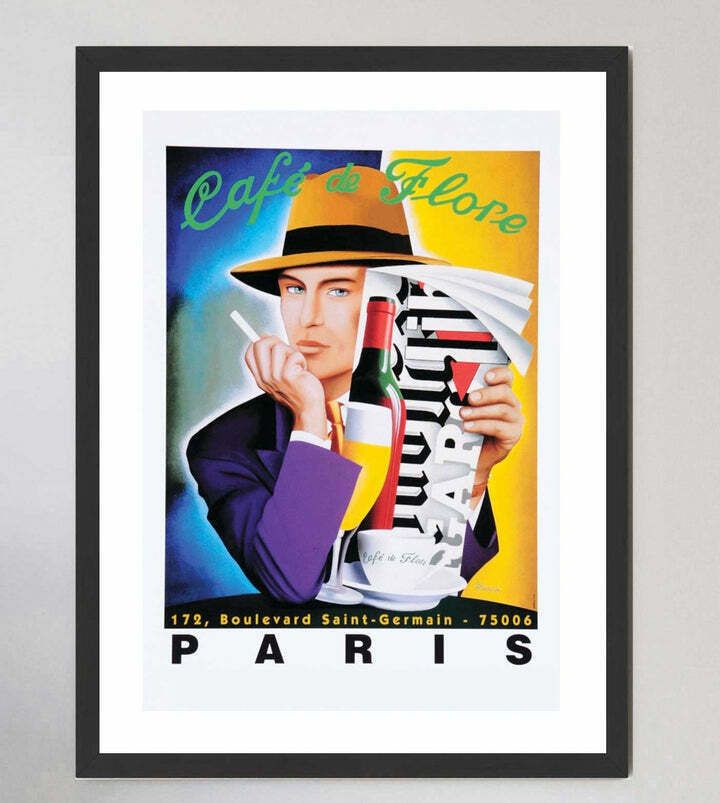 Cafe De Flore   Razzia  Original Vintage Poster photo furniture