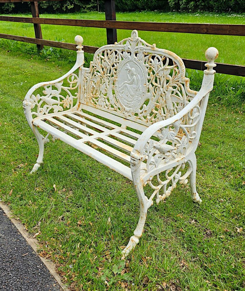 A Stunning 20th Century Victorian Style Heavy Cast Iron Lady Garden Seat photo for sale